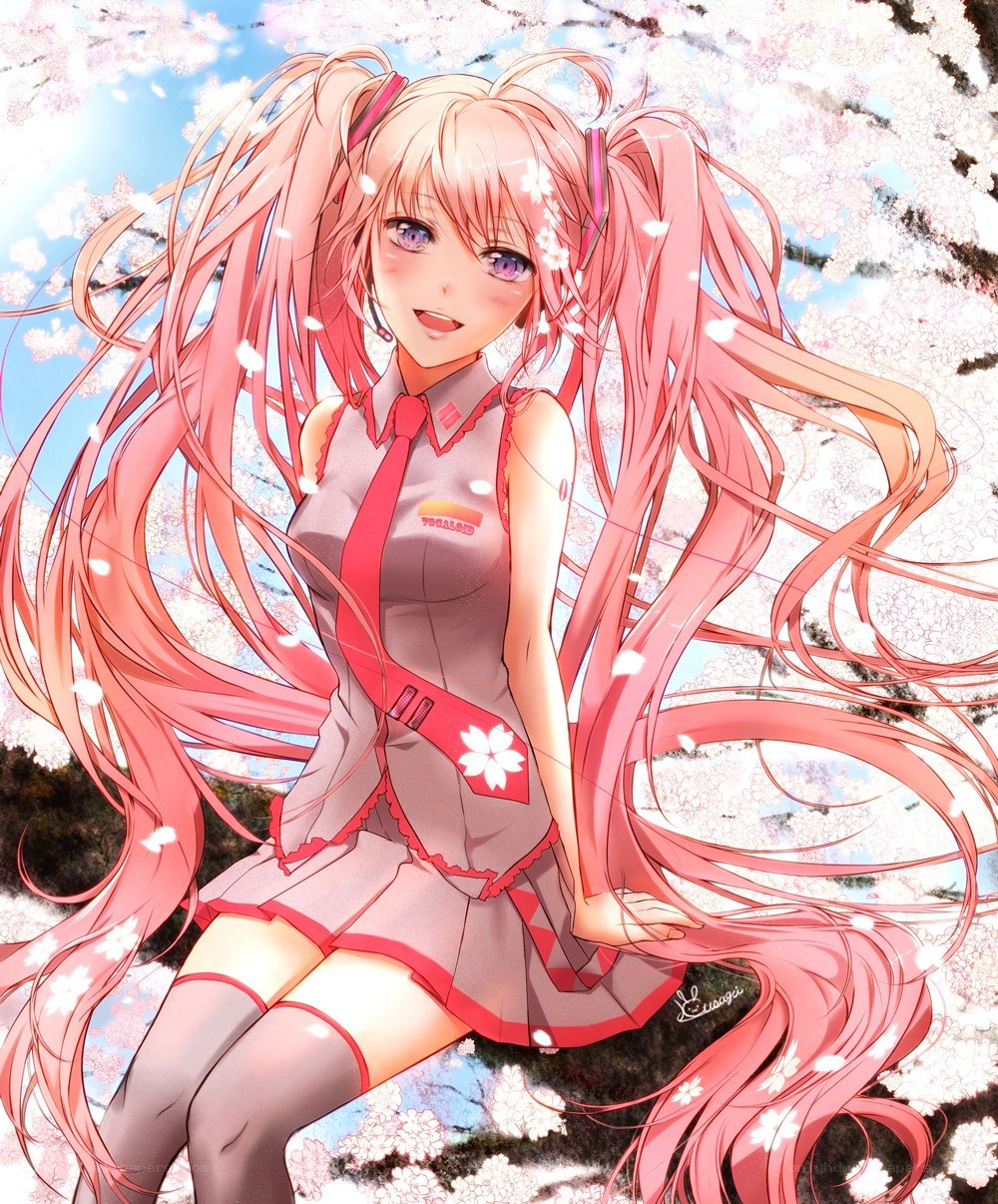 Vocaloid girl in cherry blossoms