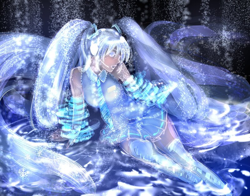 Vocaloid girl in snow