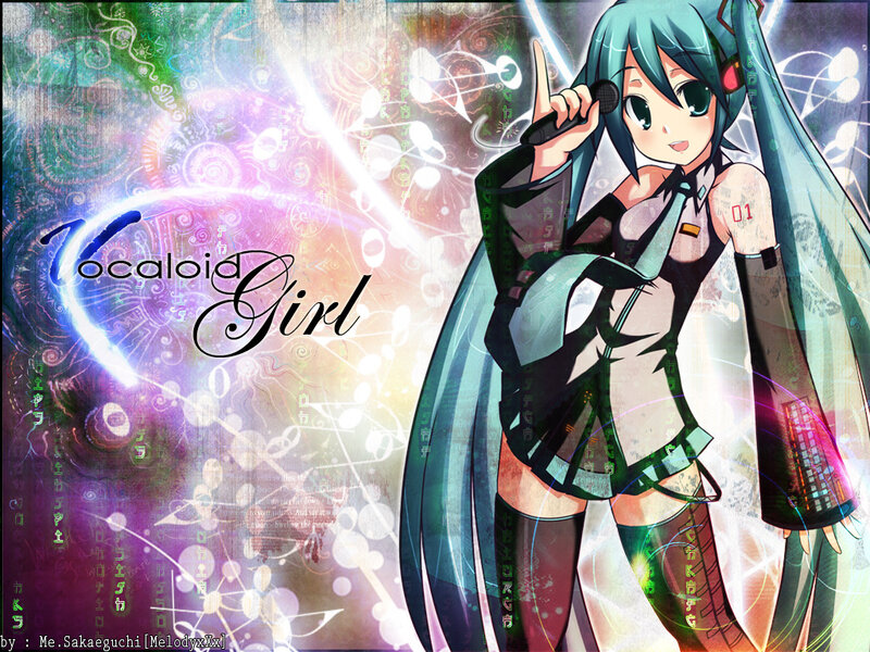 Vocaloid girl with microphone