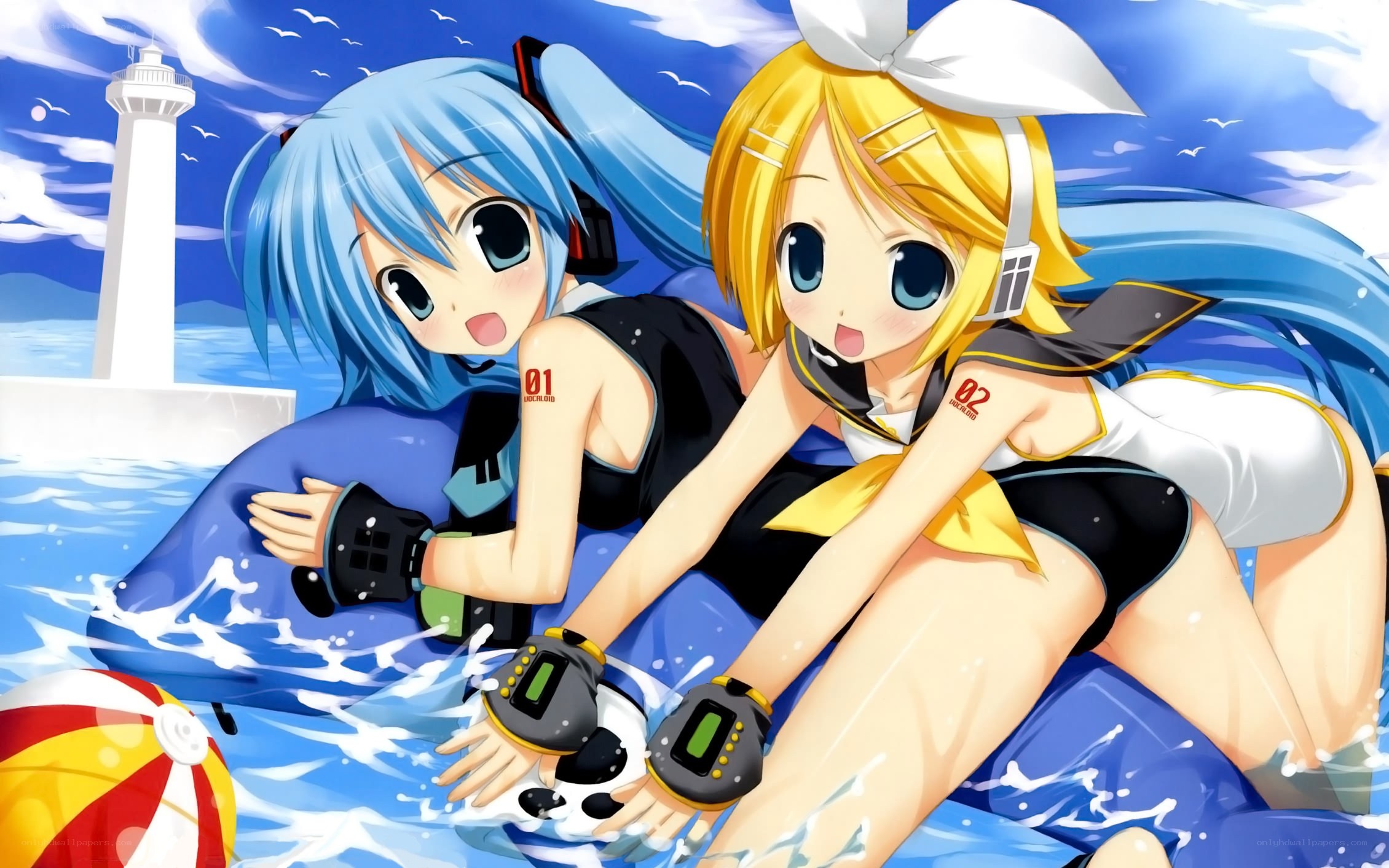 Vocaloid girls at the beach