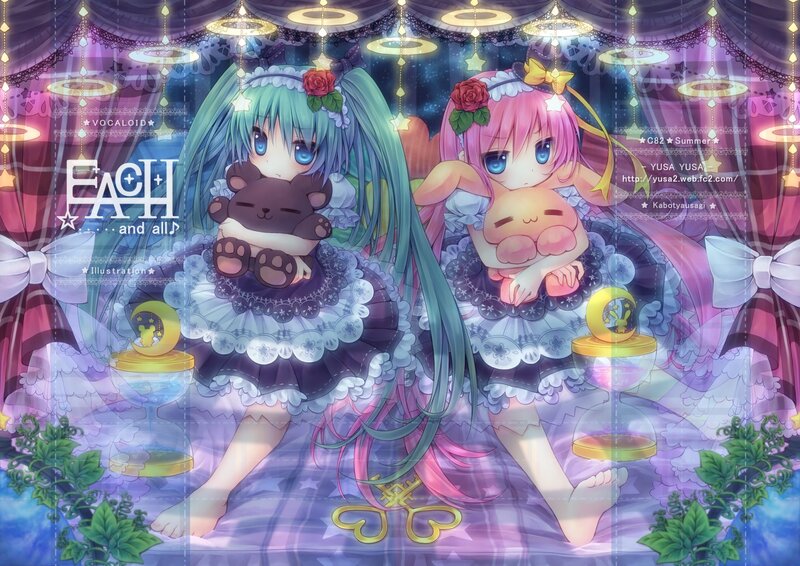 Vocaloid girls in angelic dresses