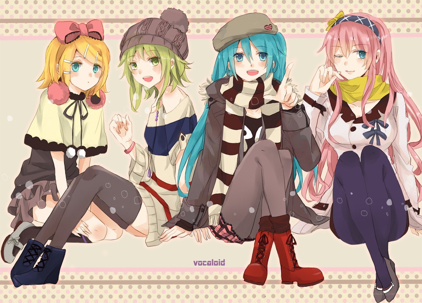 Vocaloid girls in winter clothes