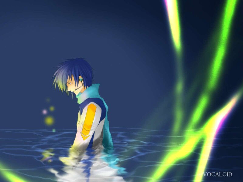 Vocaloid in water with lights