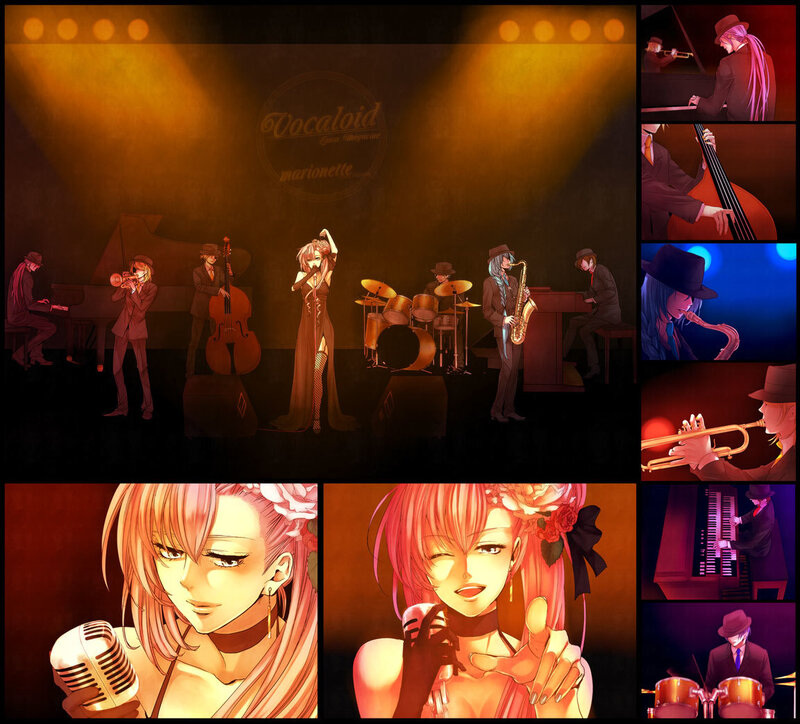 Vocaloid jazz performance collage