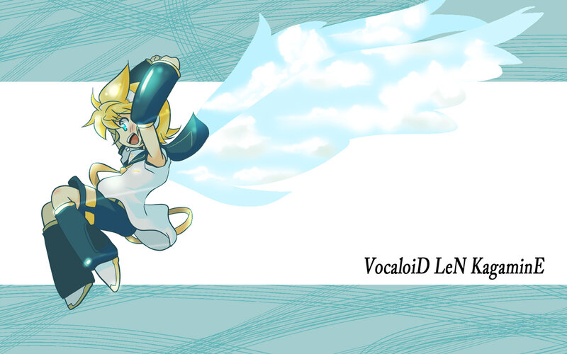 Vocaloid Len Kagamine flying