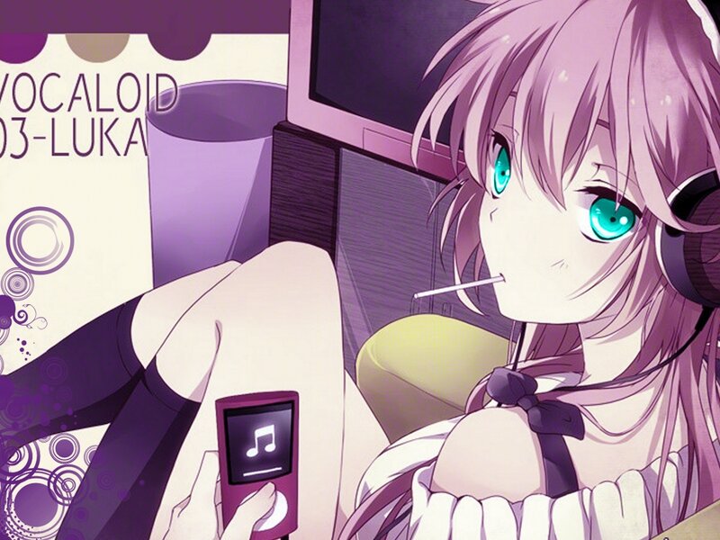 Vocaloid Luka listening to music