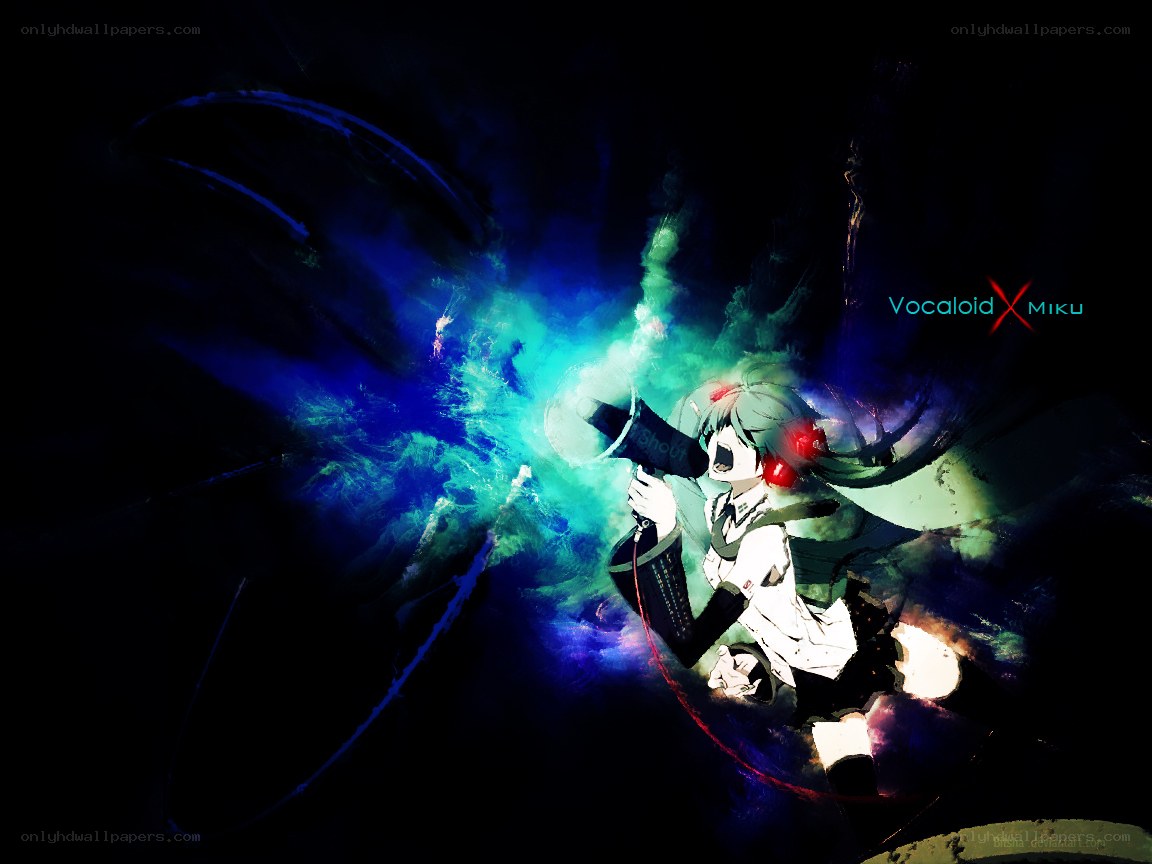 Vocaloid Miku in a cosmic storm