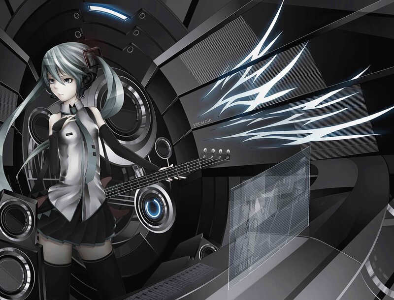 Vocaloid musician in futuristic studio
