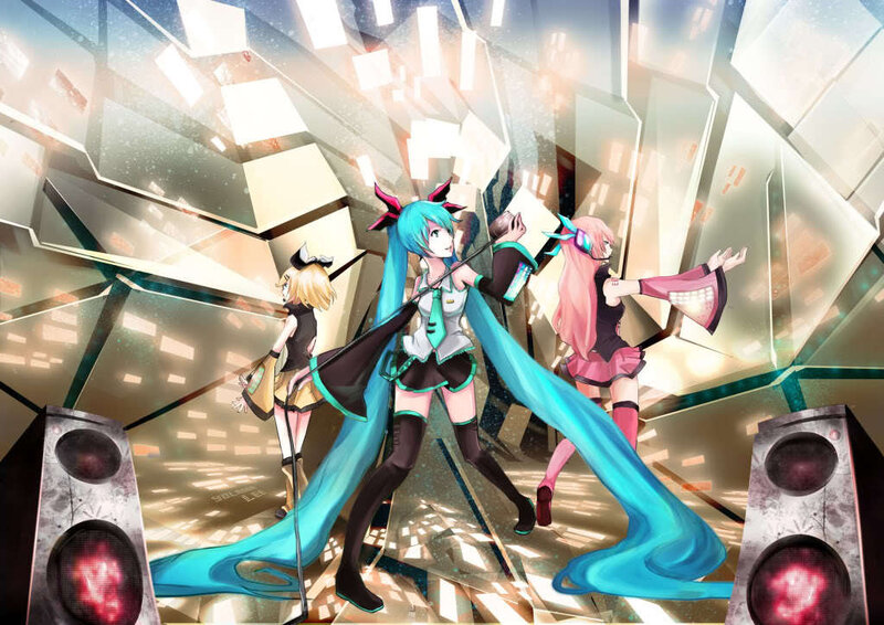 Vocaloid performers on stage