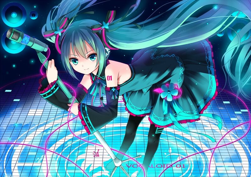 Vocaloid singer performing on stage