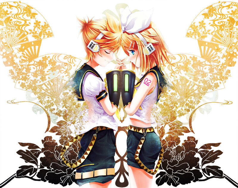 Vocaloid twins in traditional attire