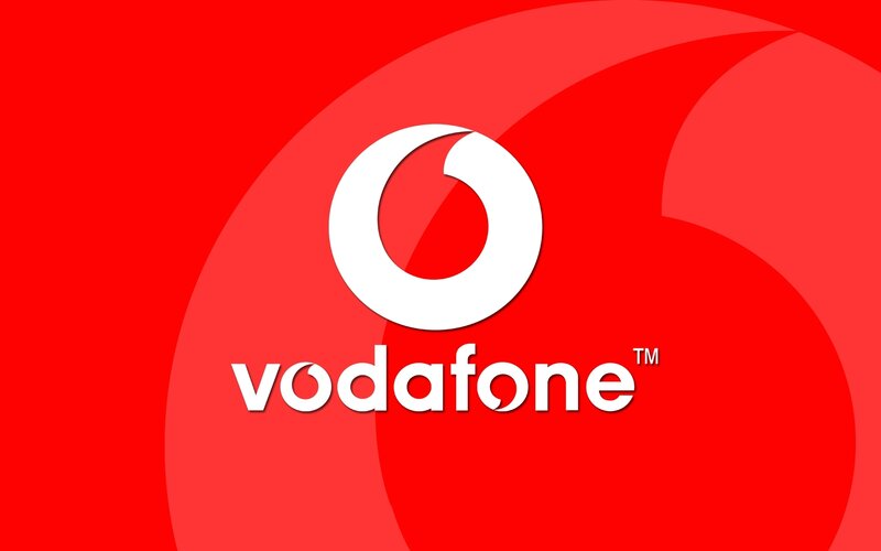 Vodafone logo on red background