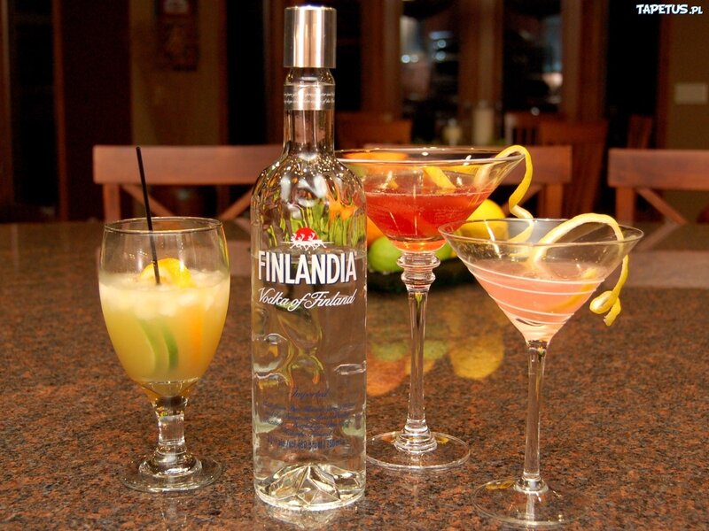 Vodka and cocktails on a counter