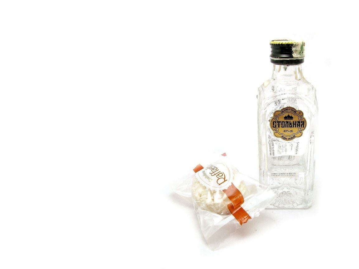 Vodka bottle and candy