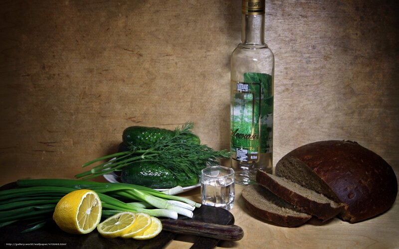 Vodka with Bread and Vegetables — Brown
