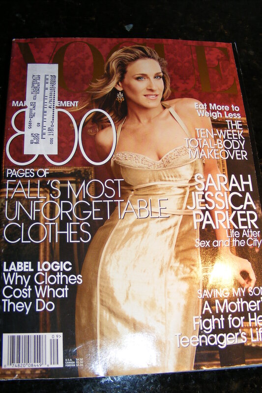 Vogue magazine cover with Sarah Jessica Parker
