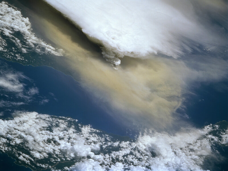 Volcanic ash over ocean