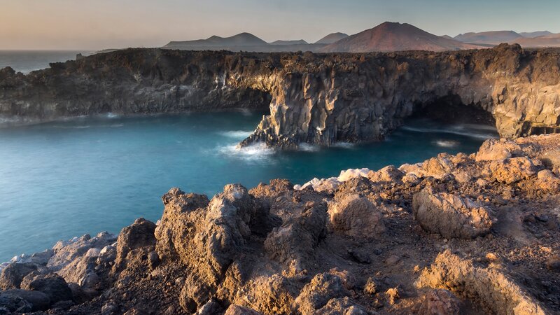 Volcanic Coastline at Sunset