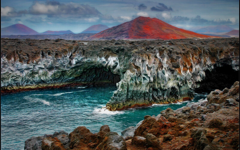 Volcanic Coastline with Sea Cave