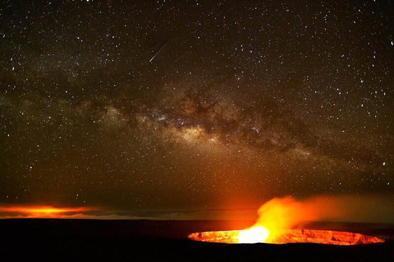 Volcanic Crater at Night