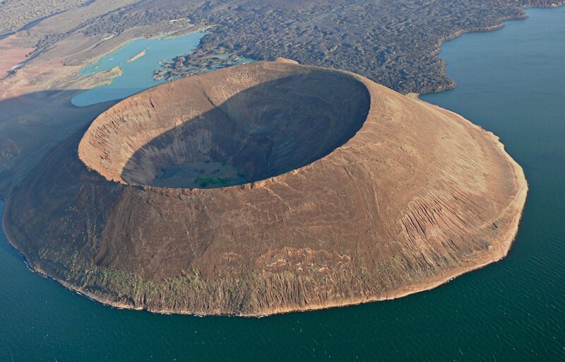 Volcanic Crater Island — Brown, Dramatic