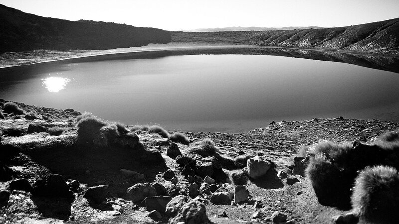 Volcanic Crater Lake — Black