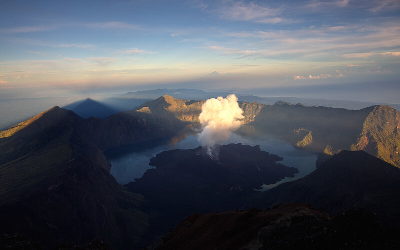 Volcanic Crater Lake — Blue, Dramatic, Morning