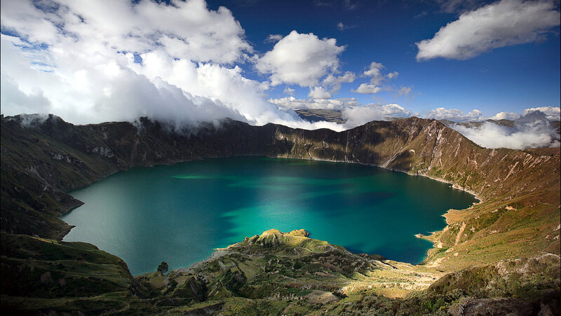 Volcanic Crater Lake — Blue, Dramatic