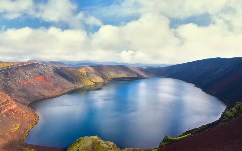Volcanic Crater Lake — Blue, Serene, Afternoon, Photograph