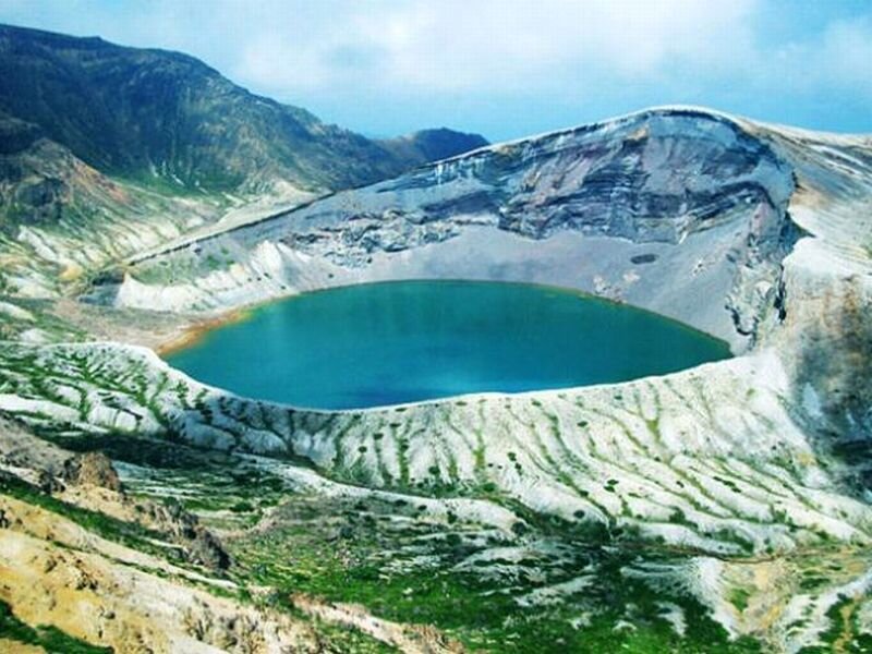 Volcanic Crater Lake — Blue, Serene, Afternoon