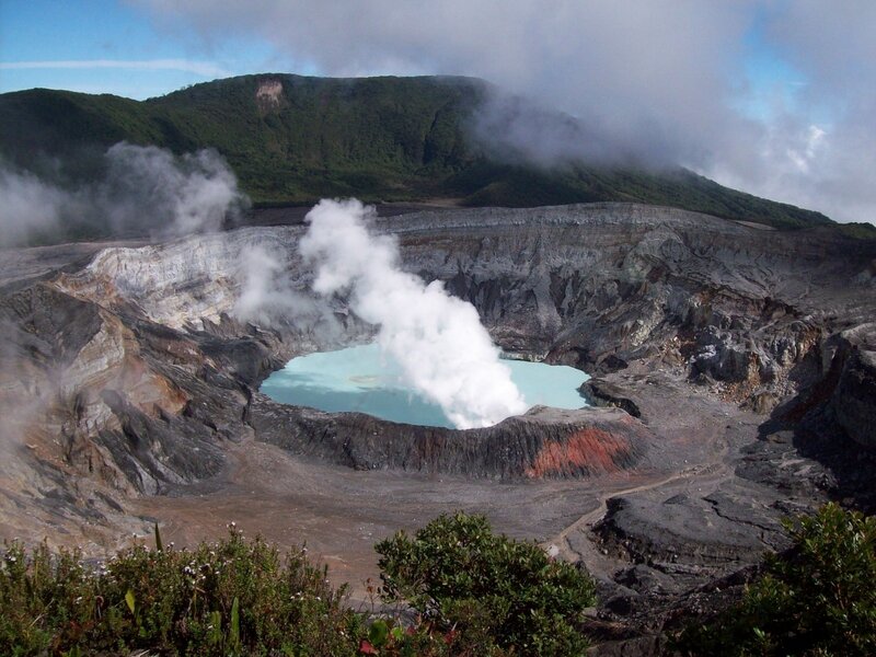 Volcanic Crater Lake — Gray, Dramatic
