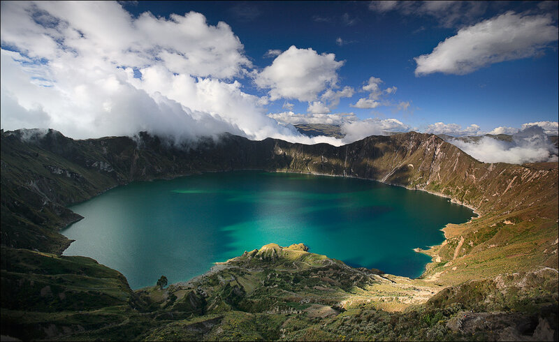 Volcanic crater lake landscape