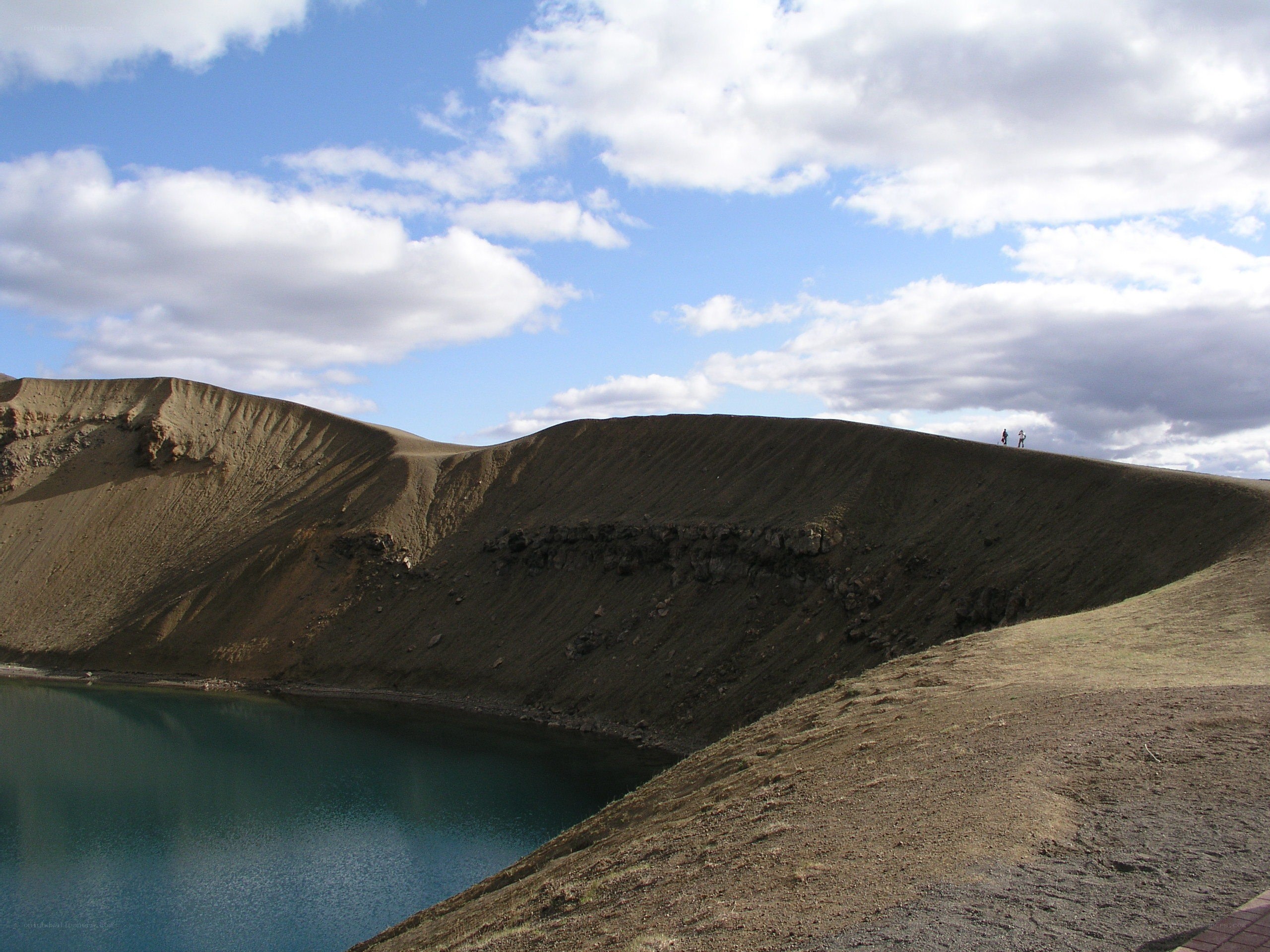 Volcanic crater lake landscape