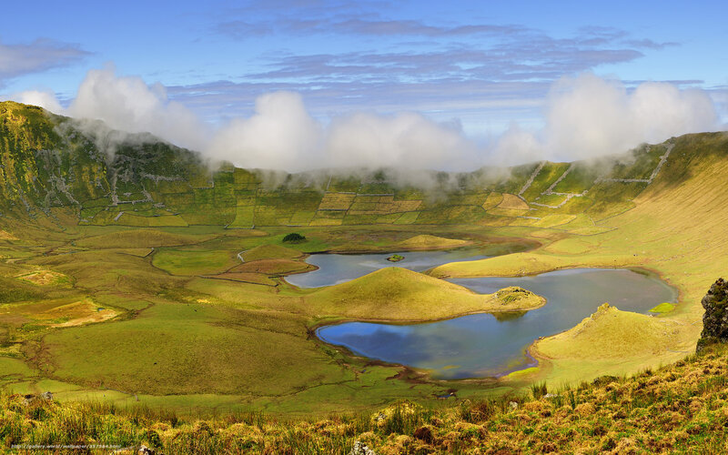 volcanic crater lake landscape