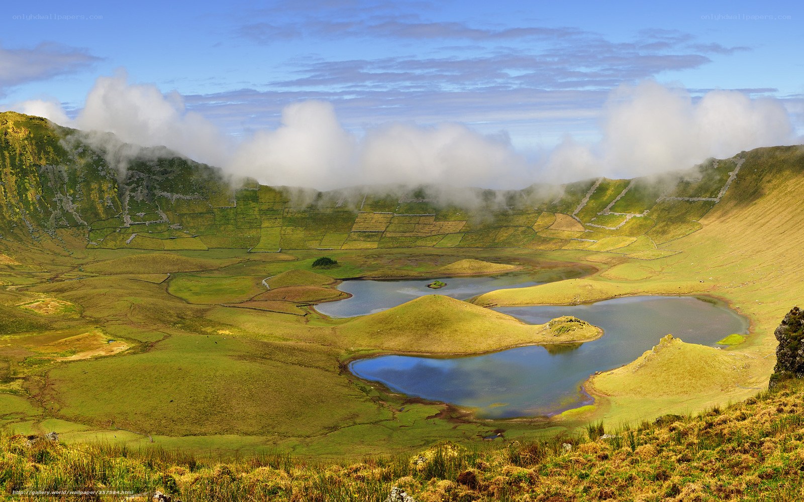 volcanic crater lake landscape