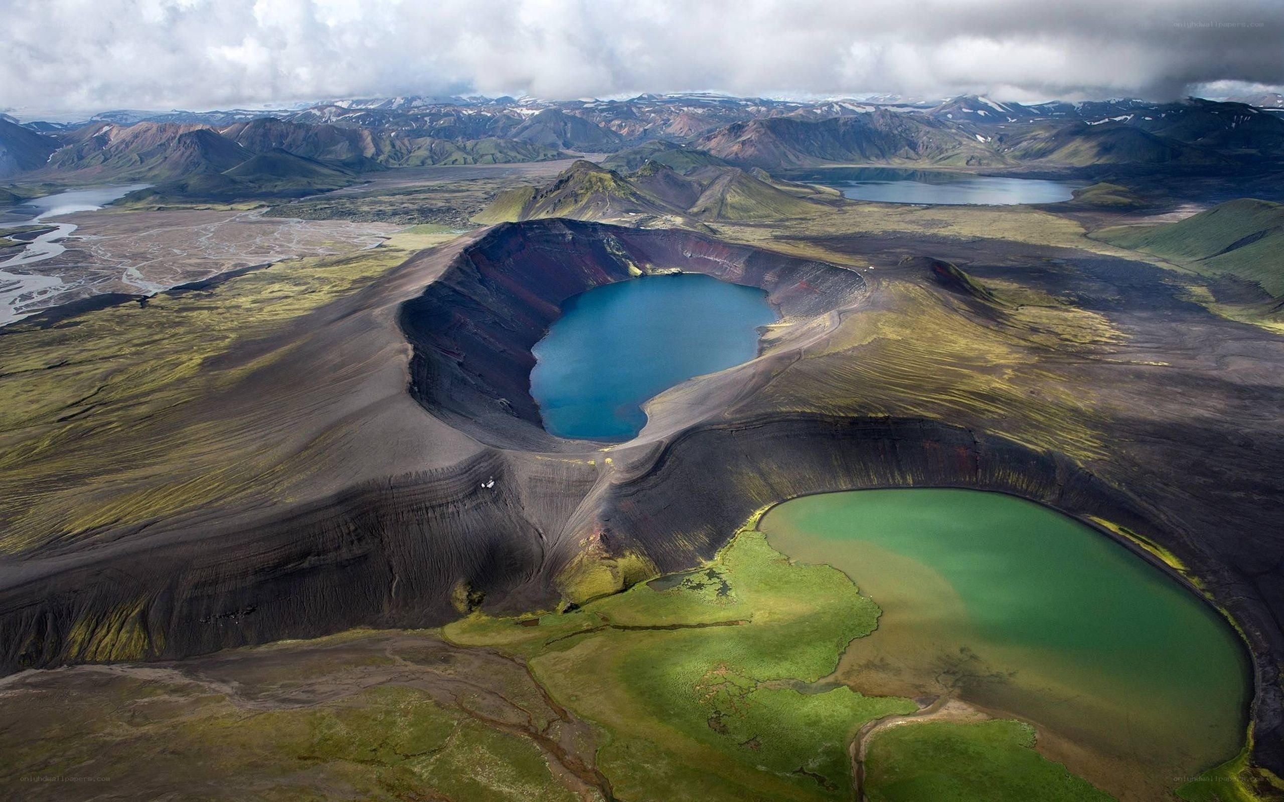 Volcanic crater lakes in Iceland