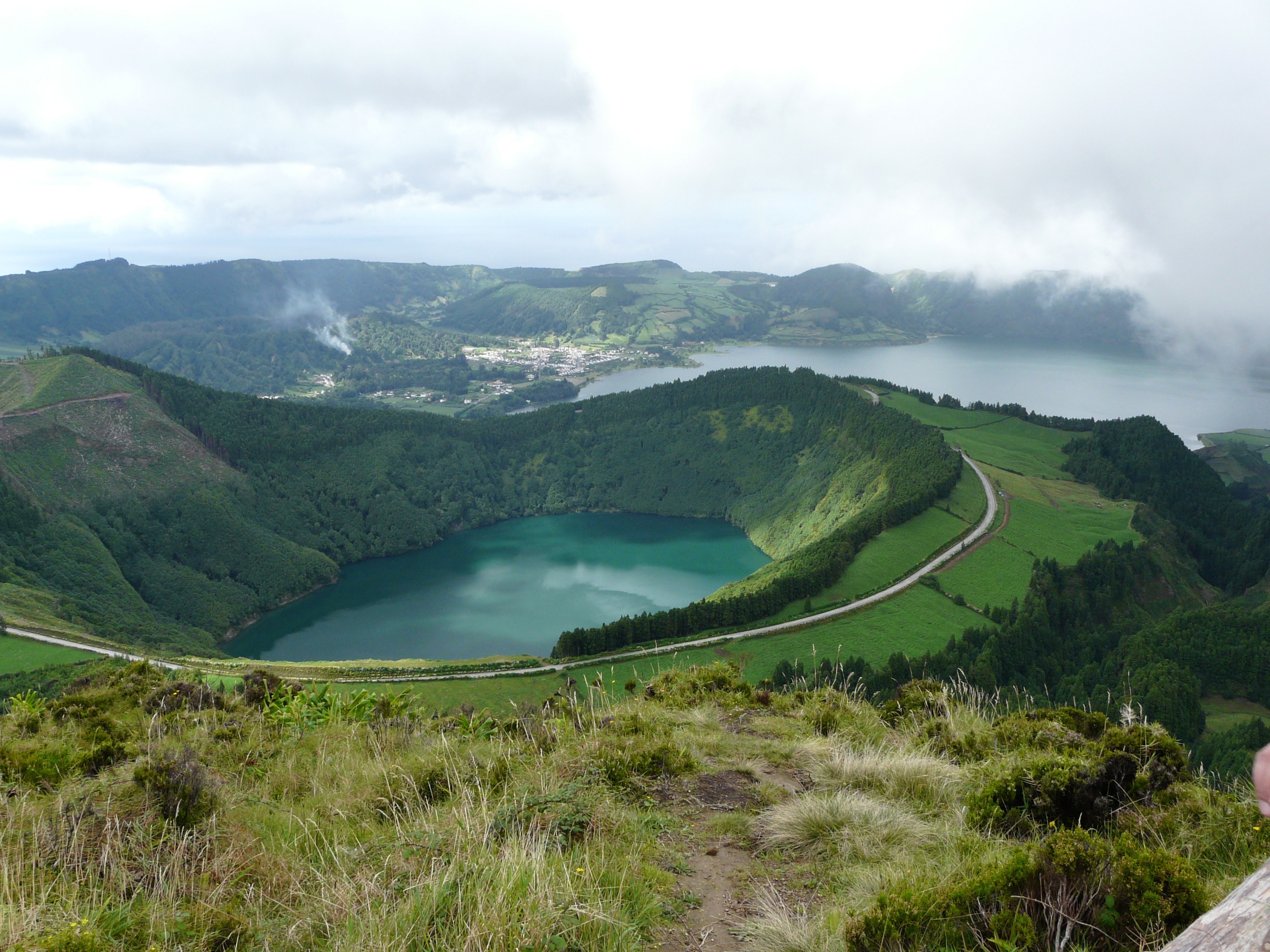 volcanic crater lakes landscape