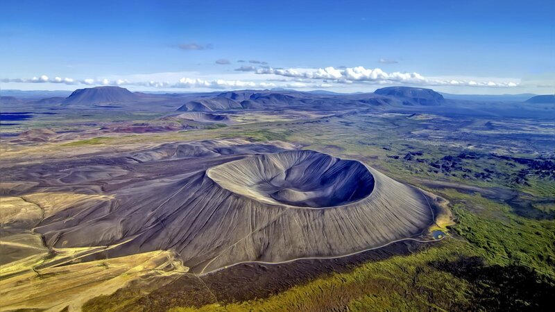Volcanic Crater Landscape — Blue, Dramatic