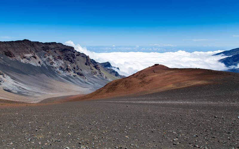 Volcanic Crater Landscape — Blue, Serene, Afternoon, Photograph