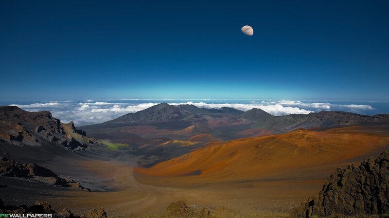 Volcanic Crater Landscape — Blue, Serene