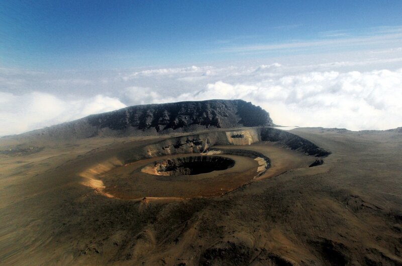 Volcanic Crater Landscape — Brown, Dramatic, Afternoon, Photograph, Mountain