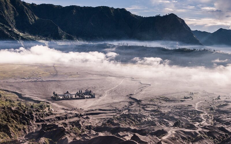 Volcanic Crater Landscape — Brown, Dramatic, Morning, Photograph
