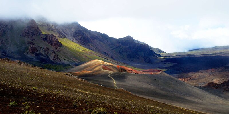 Volcanic Crater Landscape — Brown, Dramatic, Morning
