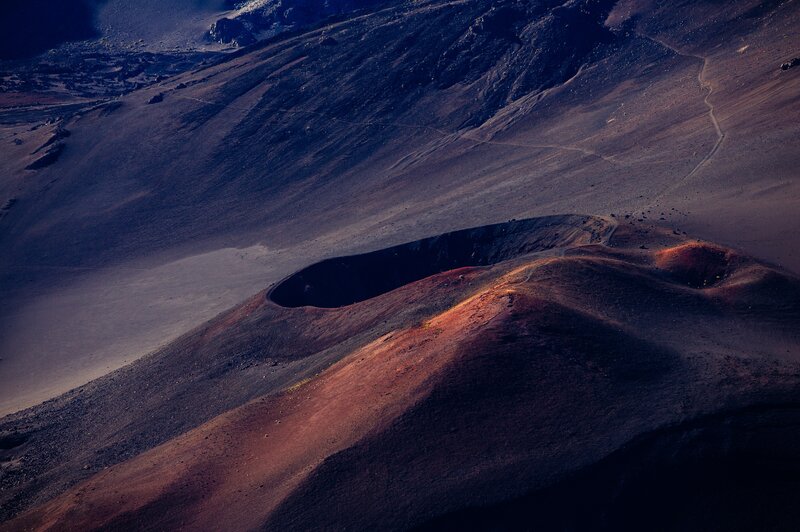 Volcanic Crater Landscape — Brown, Dramatic, Sunset