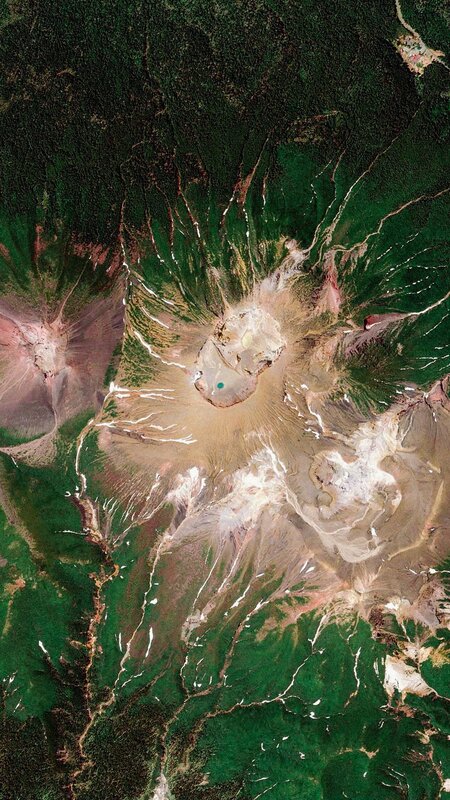 Volcanic Crater Landscape — Green, Dramatic, Photograph