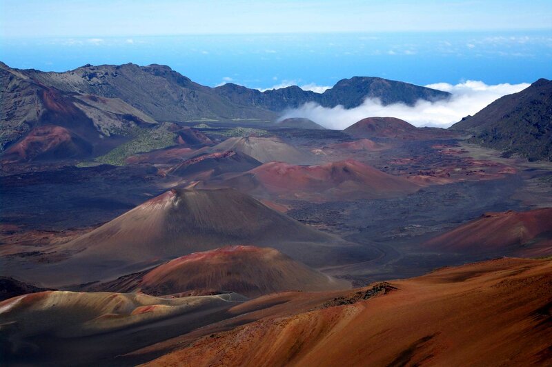 Volcanic Crater Landscape — Red, Dramatic