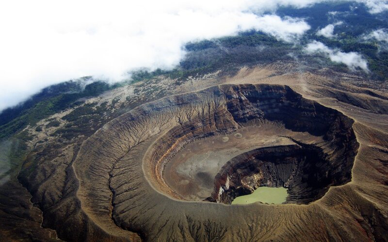 Volcanic Crater with Lake — Brown
