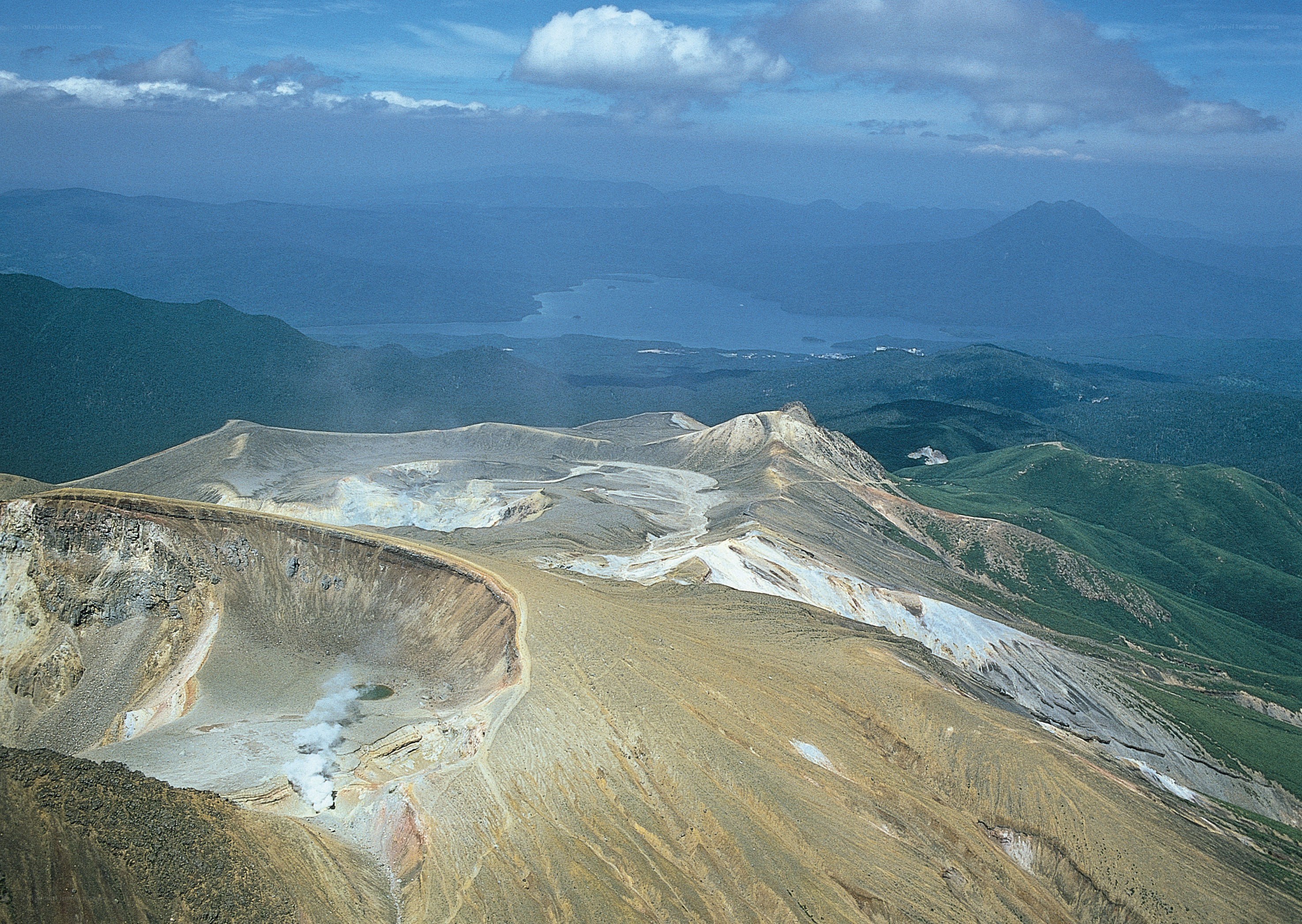 volcanic crater with lake view