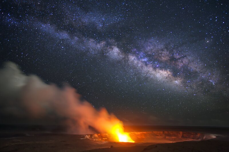 Volcanic Eruption at Night — Black