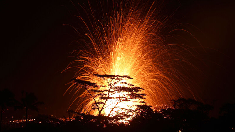 Volcanic Eruption at Night — Orange